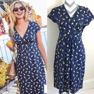 Boden Sz 10 Lemon print short sleeve jersey dress